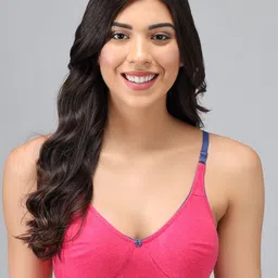 Imsa Moda Pink & Blue All Day Comfort Seamless Medium Coverage Cotton Everyday Bra-picture-29