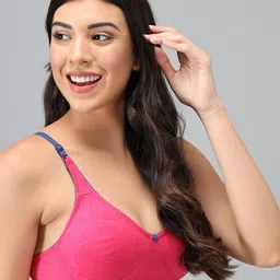 Imsa Moda Pink & Blue All Day Comfort Seamless Medium Coverage Cotton Everyday Bra image 2