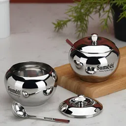 Sumeet Silver-Toned 2 Pieces Stainless Steel Dishwasher Safe Ghee and Oil Pot 230 ml each-picture-22