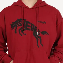 Wrangler Men Red Printed Hooded Cotton Sweatshirt image 5