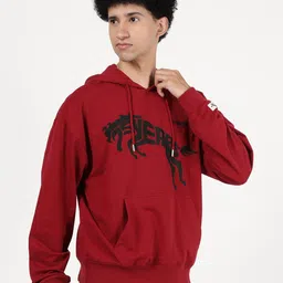 Wrangler Men Red Printed Hooded Cotton Sweatshirt image 4