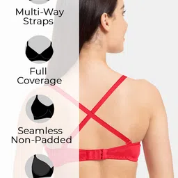 KOMLI Pack Of 2 Full Coverage Non-Padded Seamless Cotton T-shirt Bra With All Day Comfort image 2
