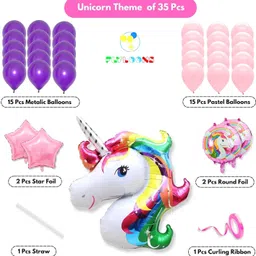 nisha enterprises Metallic Unicorn Theme Birthday Decoration Kit 35PCS image 2
