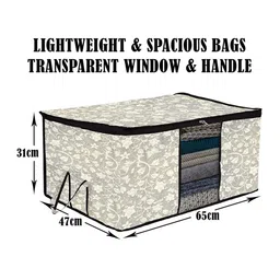 Kuber Industries Grey & White 2 Pieces Printed Large Underbed Storage Bag image 5