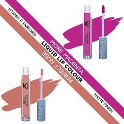 KINDED Set of 2 Vitamin E Matte Liquid Lip Colour 6 ml Each - More Magenta & Perfect Nude-picture-30