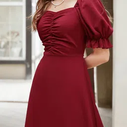 shyam sundari Women Fit and Flare Black Midi/Calf Length Dress image 4