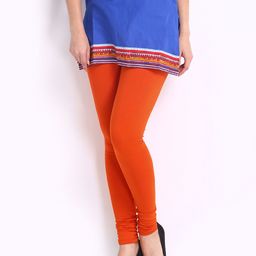Go Colors Women Orange Solid Churidar Length Leggings-picture-47