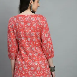 meesan Casual Regular Sleeves Floral Print Women Red Top image 2