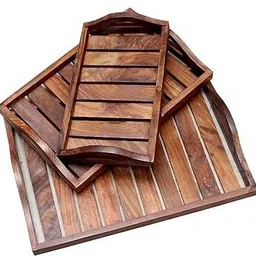 Wooden Serving Tray Set, Tea/Coffee Tray for Tableware, Dinnerware & Kitchenware Tray-image-6