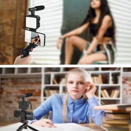 ANY KART Mobile Vlogging Kit with Microphone Tripod Stand and LED Light, Video Making Tripod Kit, Monopod Kit image 5