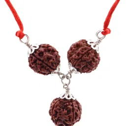 parashara ARKAM Vidya Pradayak Kavacha (4 Mukhi, 5 Mukhi, 6 Mukhi Rudraksha) Bestows knowledge, intellect and learning with Silver Capping Wood Pendant image 1