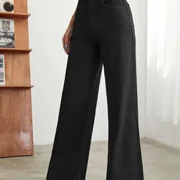 kotty Women Straight Fit High Rise Black Jeans image 2