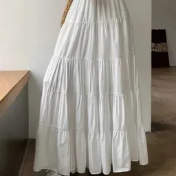 bsf india Women Solid Tiered White Skirt image 3