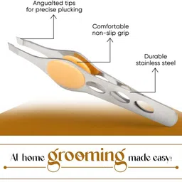 folello Square Tip Tweezer/Plucker with Rubber Grip, Suitable for Eyebrows image 4