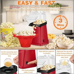 queryzen Hot Air Popper, No oil needed, Healthy and Delicious Snacks Electric Popcorn Maker Machine with 1200W 164 g Popcorn Maker image 3