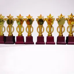 Metallic Fiber 3 Victory Golden Winning Trophy/Award for Winner Set of 10 Trophy-image-2