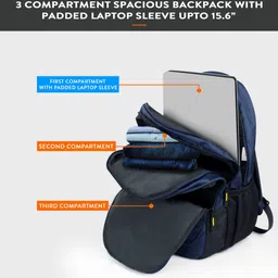provogue Large 35 L Laptop Backpack COMET -3 Compartment Premium Quality, Office/College/School/Travel Laptop Bag for upto 15.6” Laptop with internal organiser image 5