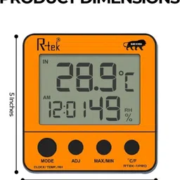 r-tek Digital Thermo Hygrometer Temperature Humidity Meter (ORANGE) Pinless Digital Moisture Measurer image 4