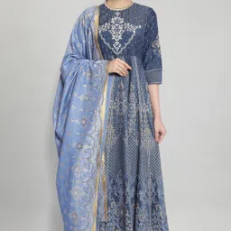 aurelia Women Fit and Flare Grey Ankle Length Dress-picture-14