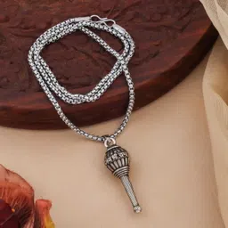 eivaa Hanuman Face Gada Locket with Chain Silver Metal Locket image 2