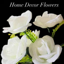 anandani Artificial White Rose Flowers Bunch for Vase (7 Heads, Flower) White Rose Artificial Flower image 2