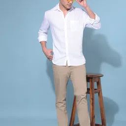 crimsoune club Men Slim Fit Solid Spread Collar Casual Shirt image 5