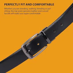 trend Men & Women Casual, Evening, Formal, Party Black Genuine Leather Reversible Belt image 4