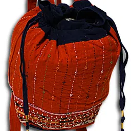 via banjara Maroon Hand Pakko Embroidery Potli Bag Haversack-picture-23