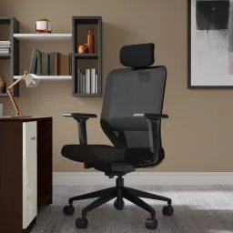 godrej interio Greta 2.0 Mesh Ergonomic Chair in Black Ink Finish image 1