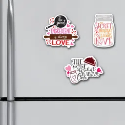 ARTBUG Pink & White 3 Pieces Kitchen Quotes Patterned Fridge Decorative Magnets-picture-36