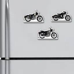 ARTBUG 3 Pieces Black & White Royal Enfield Bullets Printed Decorative Magnets-image-1