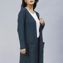 metronaut Women Straight Full Sleeve Blue Shrug image 3