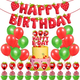 zyozi Strawberry Theme Birthday Supplies and Decorations Strawberry for Kids Family-picture-47