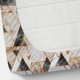 tindler knots Cotton Double Fitted (Elastic) 210 TC Geometric Bedsheet image 4