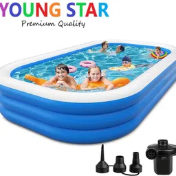ecom bharat PREMIUM 10 Fts LENGTH AND 6 Fts WIDTH RECTANGULAR WATER SWIMMING POOL Inflatable Swimming Pool, Inflatable Toy Pump image 1
