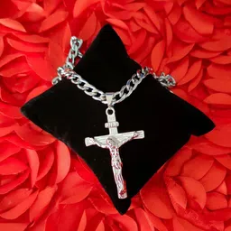 m men style Religious Lord Jesus Christain Christ Crusifix Cross Pendant Necklace Sterling Silver Stainless Steel Pendant image 3