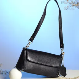 AMYENCE Black Textured Leather Shopper Hobo Bag-picture-11