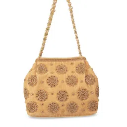 Mochi Gold-Toned Floral Embellished Structured Shoulder Bag-picture-17