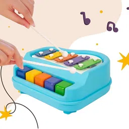 vihu 2-IN-1 Mini Piano and Xylophone Toy with Colorful Keys & 2 Mallets for Kids|T053 image 2