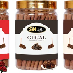 sm one PREMIUM GULAB , GUGAL & PANCHVATI DRY DHOOP STICKS (100 GRAM × 3 JARS) | NO BAMBOO | NO CHARCOAL image 1