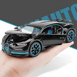 ktrs 1:32 Scale Model Alloy Metal Bugatti Chiron Sports Car Model with Light and Sound Open Doors Pull Toy (Color May Vary) image 3