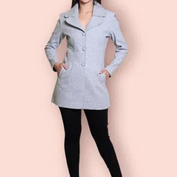 troo blue Women Solid Double Breasted Casual Blazer-picture-23