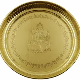 spilbox Brass Ganesh itching thali-Size8|arti Plate for Puja|puja thali|karwa chauth Sectioned Plate-picture-26