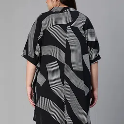 oxolloxo Casual Regular Sleeves Printed Women Black, White Top image 2