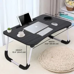 furnigully Multi-Purpose Desk for Study and Reading (black) Wood Portable Laptop Table image 4