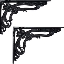 shristy hardware Beneberak Black Iron Shelf Bracket - Pack of 2 Black Powder Coated Finish 21.2 Shelf Bracket-picture-21