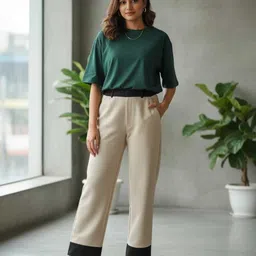 kisura Women Regular Fit Beige Lycra Blend Trousers-picture-43