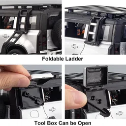 zunbella Land Rover Defender 1:32 Metal Car With Openable Door,Light & Sound Car For Kid image 3