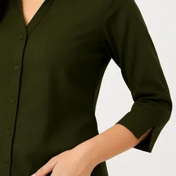 fashiqkairos Women Regular Fit Solid Spread Collar Casual Shirt image 5