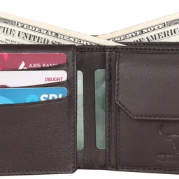 maweshi Men Trendy Brown Genuine Leather RFID Wallet image 2